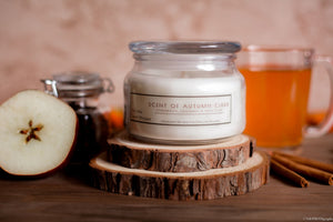 The Little Scent Shoppe Coconut Soy Blend Wax Candle_Scent of Autumn Cider has crisp notes of:  Orange Peel, Apple Cider, Red Currant, Cranberry and Red Wine